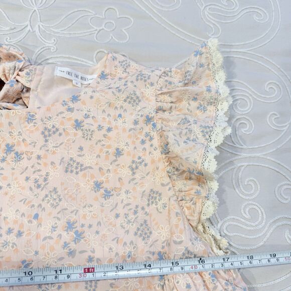 Free the Roses Orange Eyelet Tiered Embroidered Midi Dress Size Small Floral - Picture 12 of 13